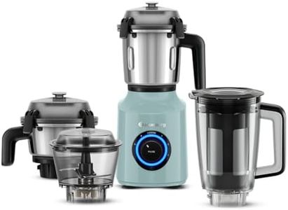 Atomberg Zenova Fresh Juicer Mixer Grinder For Kitchen | Smart BLDC Motor | Grinds Like 1000 Watt | Coarse Mode for Silbatta Texture | 4 Jar With Chopper | Coconut Milk Maker | Hands-Free | Misty Teal
