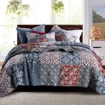 Secgo California King Quilt Size - 100% Cotton Oversized California Comforter Set Bedding Sets (120 * 110 Inch) with 2 Pillow Shams, Patchwork Reversible Lightweight Bedspread