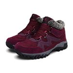 Rojeam Snow Boots for Men Women Winter Shoes Warm Ankle Boot Hiking Booties Outdoor Sneakers, Red, Size 6