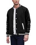 COOFANDY Mens Fashion Varsity Jacket Casual High School College Baseball Jackets Hipster Black Large