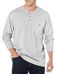 Carhartt Men's Loose Fit Heavyweight Long-Sleeve Pocket Henley T-Shirt, Heather Gray, Large