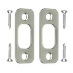 FELHOOD 2 Pack Deadbolt Strike Plate Door Backplate 1" x 2-1/4" Round Corner Satin Brushed Nickel, 1-3/8" Screws