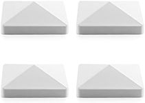 QWORK Vinyl Post Cap, 4 Pack 4” x 4” Vinyl Pyramid Fence Post Cap for Mailbox, Lamp Post, Deck, Dock, Piling Caps, White