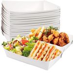 HAKACC Kraft Paper Food Tray, 60 PCS White Paper Food Serving Trays Disposable Food Trays for Lunch Fast Food Snack