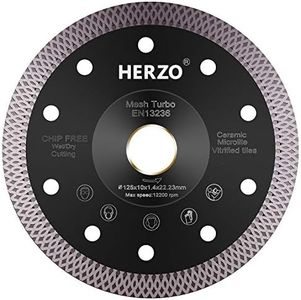 Disco de corte de diamante 125 mm HERZO. Disco Diamante para corte de Porcelanico,Cerámica dura,Azulejos,Mármol,Granito,Piedra caliza
