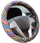 Mayco Bell 2018 Ethnic Style Coarse Flax Cloth Automotive Steering Wheel Cover Anti Slip and Sweat Absorption Auto Car Wrap Cover (D)