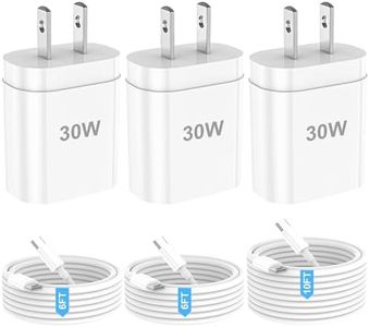 i Phone Charger Fast Charging for iPhone 16 15, 30W USB C Wall Charger Block with 6FT&10FT Long Type C Cable Cord for iPhone 16/16 Pro Max/15/15 Pro Max/15 Plus/iPad Pro 12.9/11/Samsung, 3 Pack