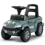 Baybee Speedy Ride on Baby Car for Kids | Ride on Toys Car with Music & LED Light | Portable Push Ride on Jeep with Backrest & Storage Basket | Kids Car to Drive 1-3 Years Boys Girls (Dark Green)