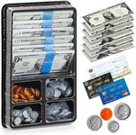 Play Money Set for Kids, Fake Money for Pretend Play – Looks Real, Best Toy Money for Play and Learning – Kit Includes: Bills, Coins, Credit Card, and Checkbook