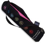 Bean Products Cotton Yoga Mat Bag for Superior Protection - Chakra black Yoga Mat Carrying Bag in Assorted Colors & 2 Sizes - Made With Storage Pocket - Durable Cotton Mat Bag with Strap - 8" x 32