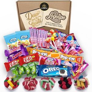 Candy Gift-Box emballé avec +45pcs de Candy Mix et 500g de Gummies. Comprend une carte avec un message personnalisé et des bonbons Kit Kat, Mars, Twix