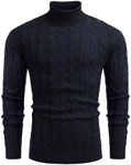 COOFANDY Mens Ribbed Slim Fit Knitted Pullover Turtleneck Sweater Black and Navy Blue