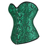 jutrisujo Corsets for Women Top Sexy Bustier Overbust Lace up Classic Basques Renissance Plus Size Vintage Green 5XL