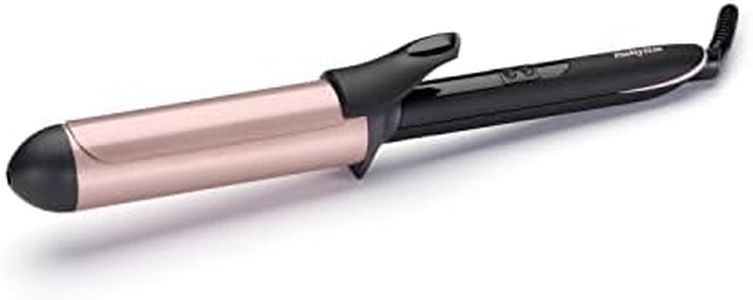 BaByliss Rose-Quartz Tong, 38 millimeters - Hair Curler for Waves and Curls, Ceramic, 6 Heat Settings, Pink & Black, 2453U