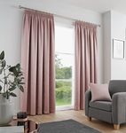 Fusion - Blush Pink Curtains W90 x L72 (229 x 183cm) - 100% Cotton - 2x Panels - Pencil Pleat Curtains in Blush - Soundproof Curtains & Thermal Curtains for Bedroom - Pink Pleated Curtains & Drapes