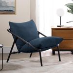 Zinus Ada Accent Sling Chair 79x68x79 - Metal Framed Armchair with Shredded Foam Cushioning - Navy Blue