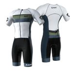SLS3 Triathlon Suits Mens Elite Aero Tri Suit Men - Trisuit Triathlon - Full Zip, Aero Sleeves, Internal and Rear Pockets (Osaka White,Large)