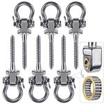 BeneLabel Heavy Duty Swing Hangers with Bearings - Set of 6 Stainless Steel 304 Screw Brackets for Hanging Chairs, Swings, Hammocks, Punching Bag - Indoor & Outdoor Use - 1500LB Capacity