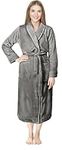 NY Threads Womens Fleece Bathrobe - Shawl Collar Soft Plush Robe Spa Robe (Large, Steel Grey)