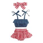 Hopscotch Baby Girls Cotton Cute Top and Bloomer Set with Head Band in Red Color for Ages 12-24 Months