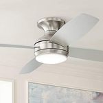 Casa Vieja 52" Elite Modern Industrial Hugger Low Profile Indoor Ceiling Fan with LED Light Remote Control Brushed Nickel Silver Blades House Bedroom Family Living Room Home Kitchen Dining