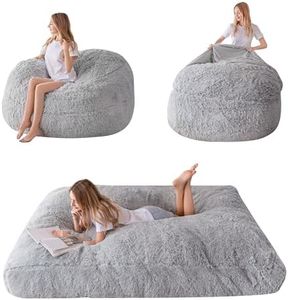 MAXYOYO Giant Bean Bag Bed - Convertible Folds from Bean Bag Chair to Bed - Large Sofa with Plush Cover and Fluffy Filling Included for Adult, Couples, Guest (Gray, King)