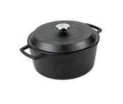 Prestige x Nadiya Cast Iron Casserole Dish with Lid - Black Cast Iron Dutch Oven Cooking Pots, 4.5L, Pre seasoned, Induction Suitable, Oven Safe & Toxin Free Cast Iron Pot