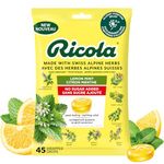 Ricola Sugar Free Lemon Mint Throat Drops, 45 Count, Refreshing Relief From Minor Throat Irritations, Oral Anesthetic