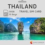 Thailand Travel SIM Card (30 GB, 15 Days) - AIS Thailand SIM Card for Tourist w/Free AIS WiFi & Prepaid Talktime - 3-in-1 4G Hotspot Card w/Standard, Micro, & Nano SIM Card for Unlocked Phones