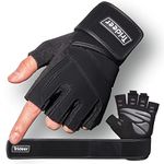 Trideer Weight Lifting Gloves, Gym Workout Training Crossfit Fitness Bodybuilding Exercise Glove, Half Finger/Fingerless Microfiber&Silica Gel Grip with 18" Adjustable Strap, For Men&Women