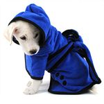 Wallfire Pet Dog Hooded Bathrobe Bath Towel Coat, Super Absorbent Microfiber Pet Bathrobe Fast Drying Towel with Belt for Dogs Puppy Cats L