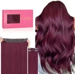 WENNALIFE Wire Hair Extensions (Increase 50% Lifespan) Real Human Hair 22 inch 150g Light Burgundy Remy Real Hair Extensions Invisible Wire Hair Extensions Human Hair Natural Fish Line Straight Hair