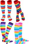 SATINIOR 4 Pairs Rainbow knee socks