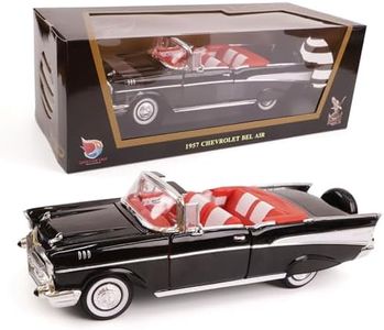LUCKY DIE CAST 1957 Chevrolet Bel Air Convertible 1:18 Diecast Model Officially Licensed w/Working Doors, Hood & Steering, Alloy Classic Car Collector's Best Gift for Men& Kids 14+(Black)