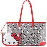 Hello Kitty Leather Tote bag - Girls, Boys, Teens, Adults - Officially Licensed Hello Kitty Faux PU Leather Cosplay Tote Handbag with Pouch, Red, One Size