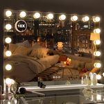 Misavanity Large Vanity Mirror with Lights 31.40’’ x 23.40’’ Hollywood Lighted Makeup Mirror with 18 Dimmable Bulbs, 10X Magnification, 3 Lighting Modes& USB Charging Port for Tabletop/Wall-Mounted…