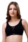 SOIE Women's Non Padded Non-Wired Full Coverage Stretch Cotton Minimizer Bra Black