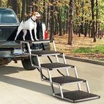 Lemberi Reinforced Dog Stairs for Car, SUV and Trucks Aluminum Dog Ramps for Small to Large Size Dogs with Non-Slip Surface, Lightweight Foldable Pet Car Steps Up to 250 lbs for Bed Oudoor