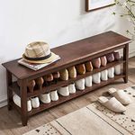 XKZG Storage Bench Wooden Shoe Bench Rustic Solid Wood Entryway Bench (Brown,47.2")