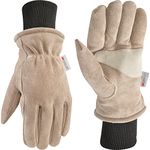 WELLS LAMONT Men's Lined HydraHyde Winter Leather Work Gloves, Large 1196, Saddle tan