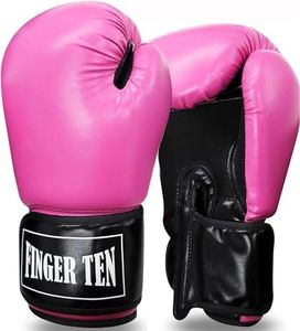 Boxing Gloves Women Punching Sparring Kickboxing MMA Training Heavy Bag Glove Pink White Rosy Black Leather for 8 10 12 14 oz for Womens(Rosy, 14 oz)