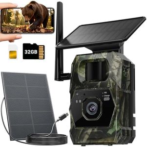 GKP9 Ai Trail Camera Cellular — Game Camera with Built-in Solar Panel, 32GBSd and SIM Card, 100mp Photos, 4k Videos 2 Way- Talk with Night Vision Motion Activated Waterproof