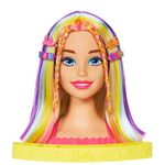 Barbie Doll Deluxe Styling Head with Color Reveal Accessories and Straight Blonde Neon Rainbow Hair for Hair Styling, HMD78