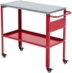 GarveeTech Movable Welding Table 36"x18", 1200lbs Steel Welding Workbench Table, Portable Work Bench with 8 Tool Slots, 5/8-inch Fixture Holes, 4 Casters with Brakes and Tool Tray