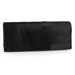 Damara Elegance Satin Cocktail Wedding Handbag Evening Clutch Bag,Black(Size:L)