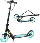 TENBOOM Scooter for Ages 8+ Teens and Adults Kick Scooter Foldable with Double Braking System Bells Adjustable Handlebars Kickstand Max Load 220 LBS 8" Big Wheels