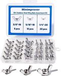 Minimprover 35PCS 1/4"-20, 5/16"-25, 3/8"-16 Wingnuts,304 Stainless Steel Parts Butterfly Wing-Nut Assorted Kit