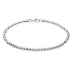 925 Sterling Silver 3mm Popcorn Chain Bracelet For European Bead Charm 8.5 Inches