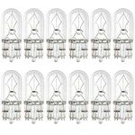 Zethors 12PCS T10 Halogen Bulb Capless Sidelight 501 W5W Car Warm Lamps Turn Side License Plate Light Car Reverse Parking Bulb Door Reading Interior Dashboard Lamp DC 12V