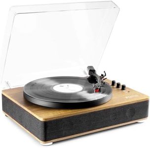 Fenton RP162L Lightwood Bluetooth Turntable - Portable Record Player with Speakers, Record Player with Bluetooth Output, Vinyl Player with Bluetooth Output, Record Player Bluetooth Transmitter